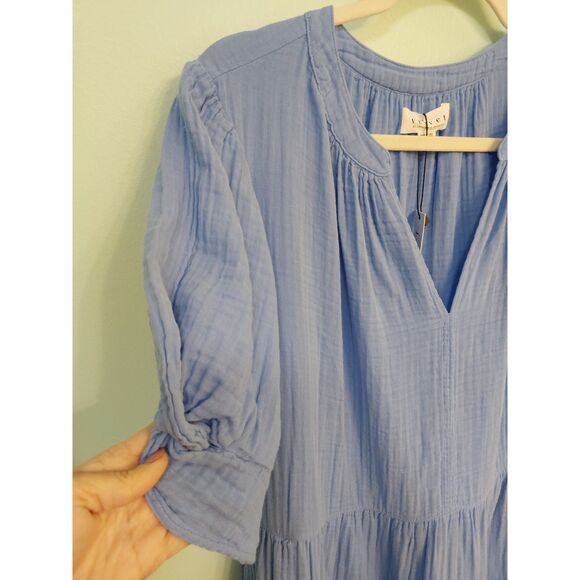 Velvet by Graham & Spencer Women's Bella Cotton Gauze Dress X-Large BLUE COLOR - Picture 6 of 16